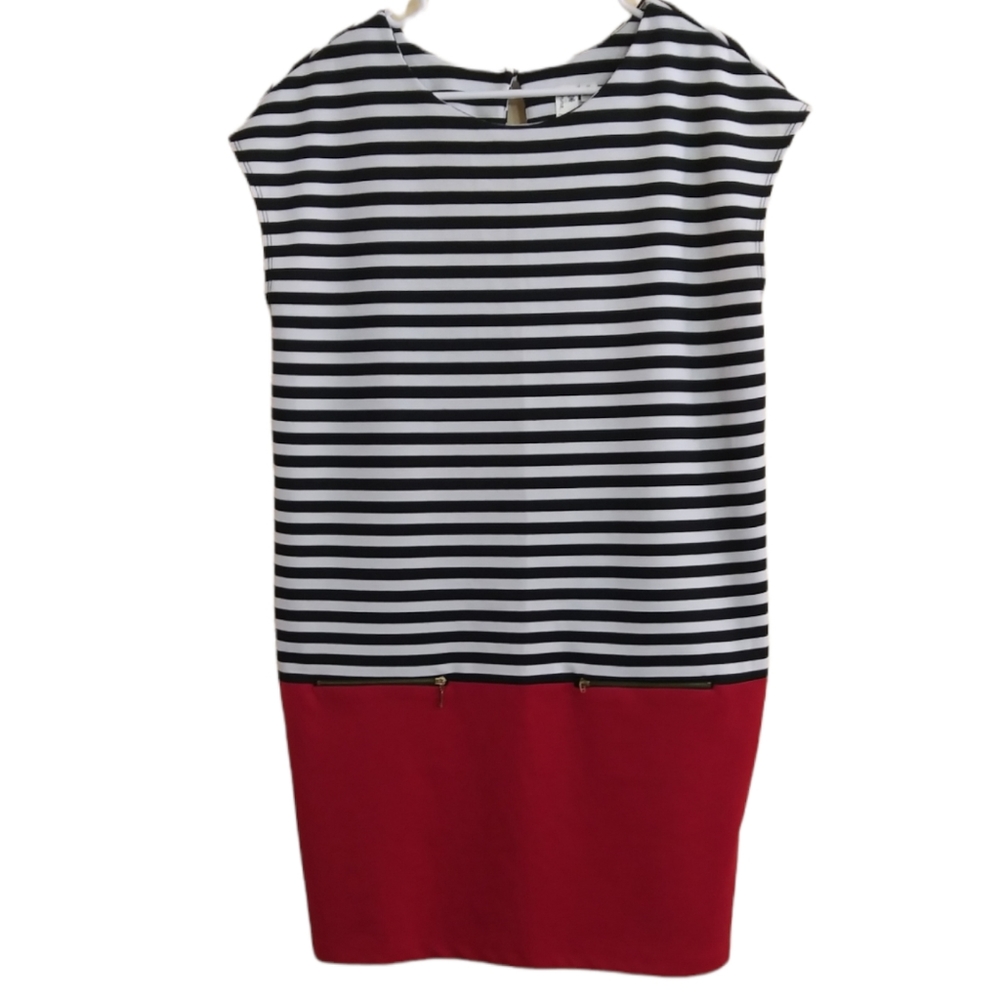 Emma & Michele Classic Black, white & Red dress